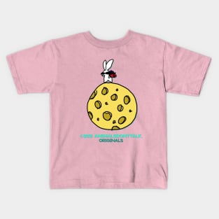 Mr Moustache Rabbit Landed On the Moon Kids T-Shirt